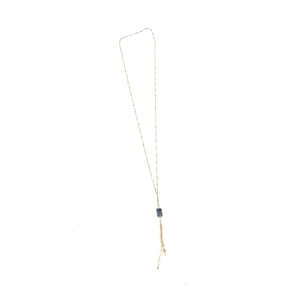 Unbranded 18" Gold Tone Long Chain Rectangular Kyanite Pendant - Picture 2 of 7